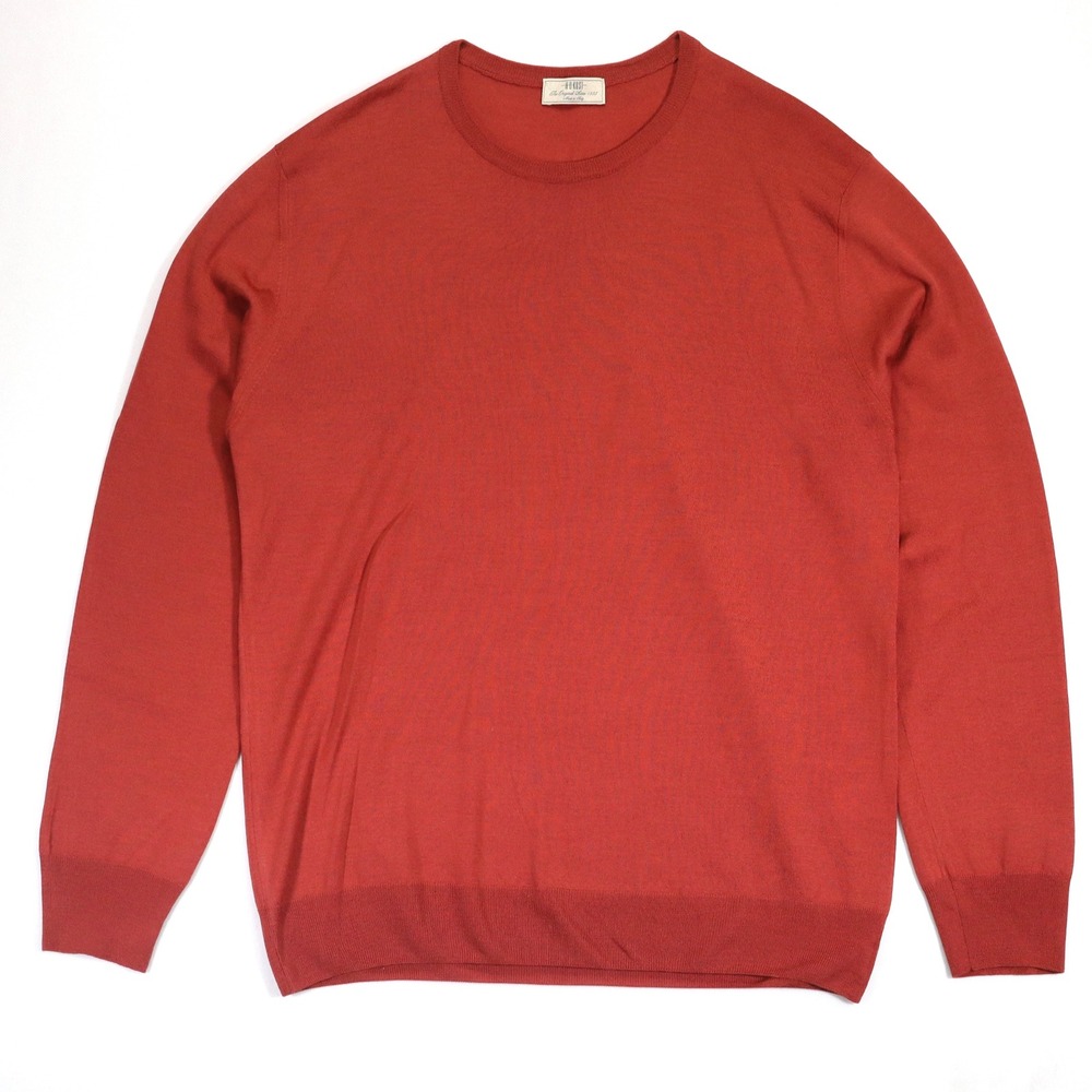 A-B-KOST Sweater Mens L Red Extrafine 120s Virgin Wool Crewneck Italy Casual